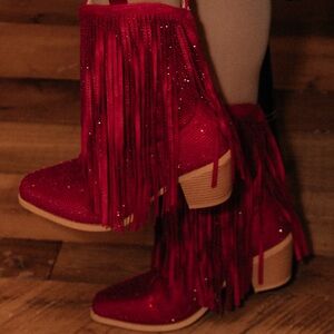 Red Fringe Women's Boots